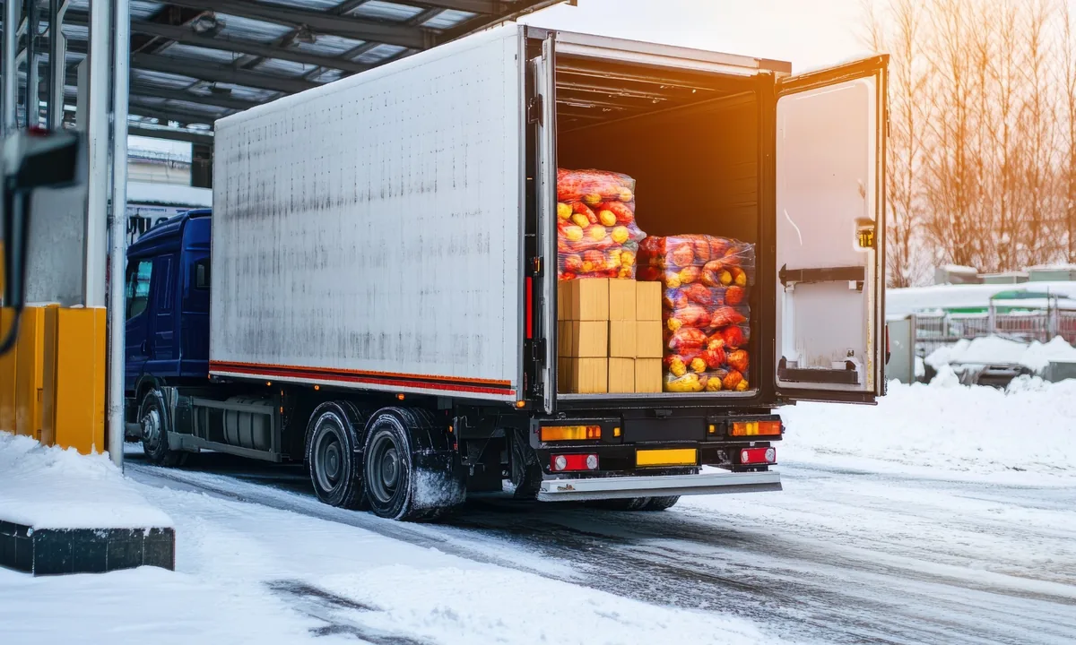 Kühlfahrzeug beim Verladen temperaturgeführter Waren