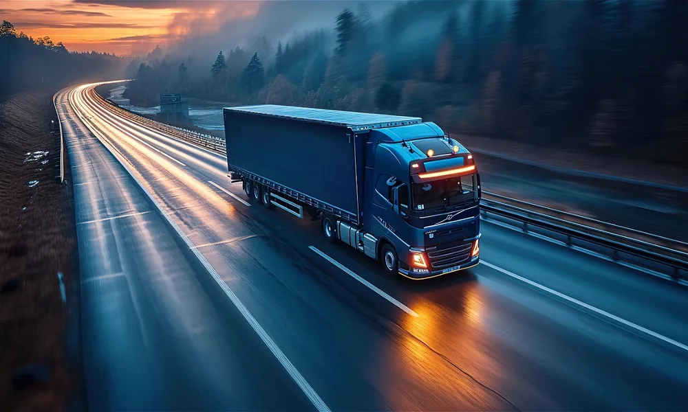 Lkw in Bewegung für schnellen Express-Transport