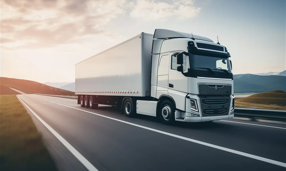 Lkw mit versicherter Ladung auf der Transportstrecke